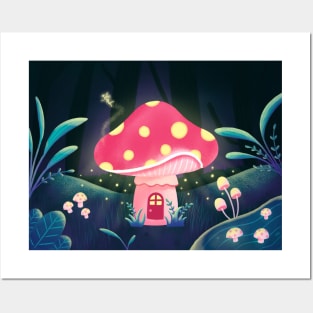 Mushroom House in a Magical World Posters and Art